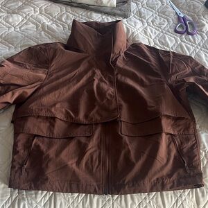 Lululemon size 6 brown weather proof bomber hoodedJacket